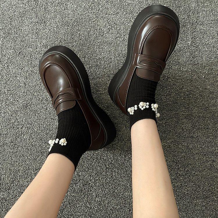 Platform Loafers Women's 2025 New Women's Shoes, British Style In Spring and Autumn, Fashionable Outer Wear, Small Leather Shoes