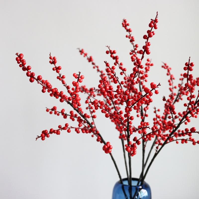 New Year Home Decoration Fake Flower North American Holly Simulated Fruit Rich Fruit Christmas Berry Simulated Fruit Branch