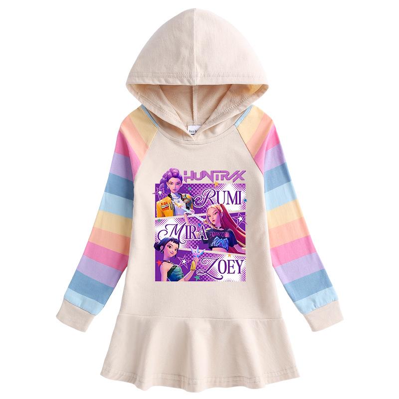 Kpop Demon Hunter Rainbow Princess Hooded Dress for Girls