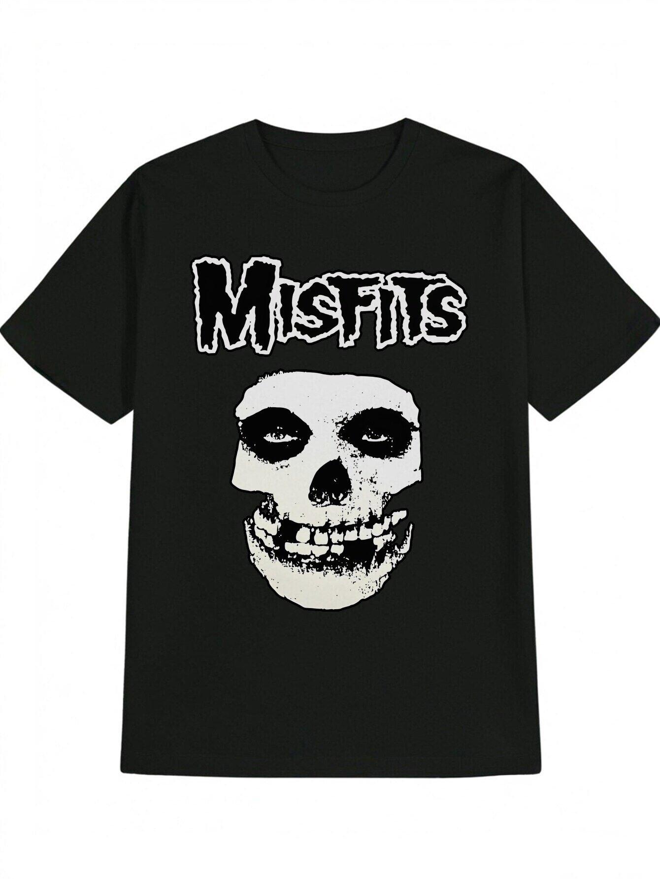 Misfits Graphic T-shirt - Black Casual Crew Neck Tee with Skull Print S