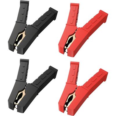 Câbles de démarrage de batterie de voiture, 4 pièces de batterie de voiture en cuivre pur isolé 200 A Pinces de batterie Pinces de batterie pour câble de démarrage