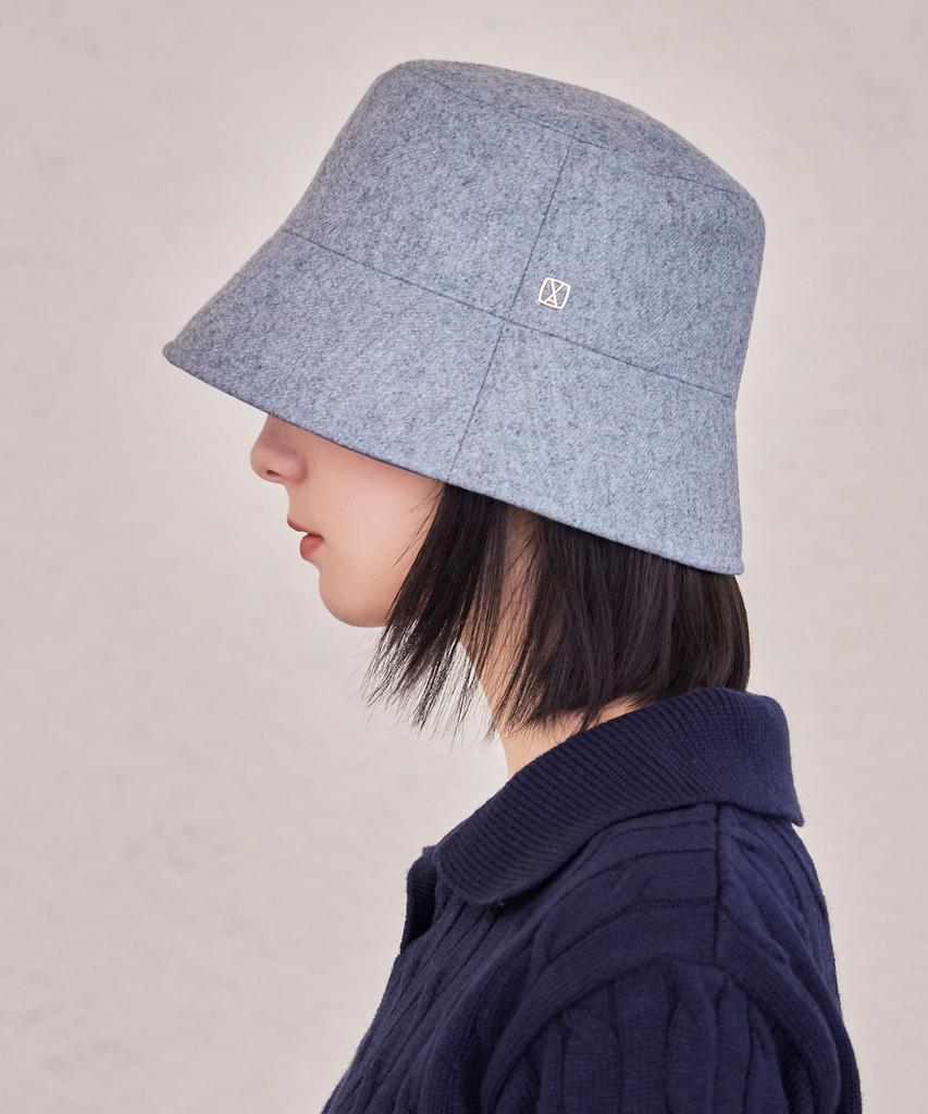 Bajal Va Square Drop Oversized Bucket Hat Ash Blue