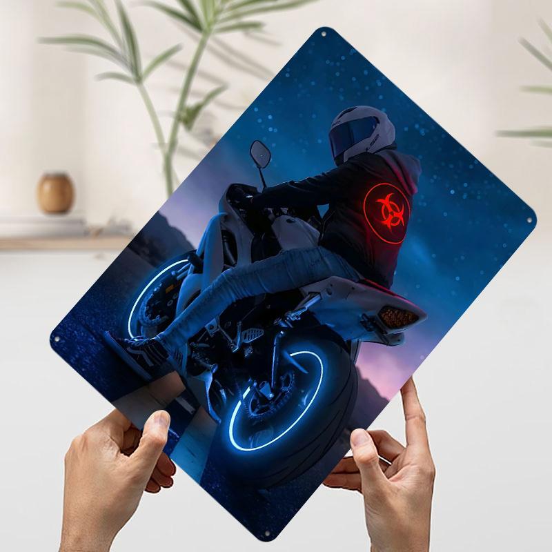 Motorbike Metal Poster Customized Wall Art Retro Vintage Tinplate Signs for Man Cave Gaming Room Decoration Aesthetic House Home