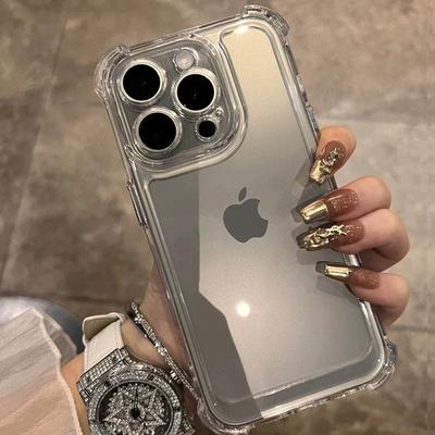 Funda dura transparente de lujo a prueba de golpes para teléfono iPhone 15 14 13 12 11 Pro Max X XR XS 7 8 Plus SE2 funda transparente de silicona