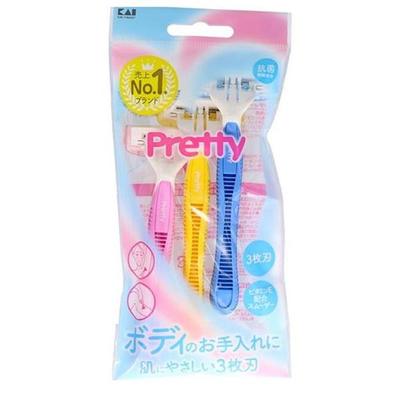 Women's Razor 3 Blade Kai Pretty Portable Travel T-Shape 3 Pack