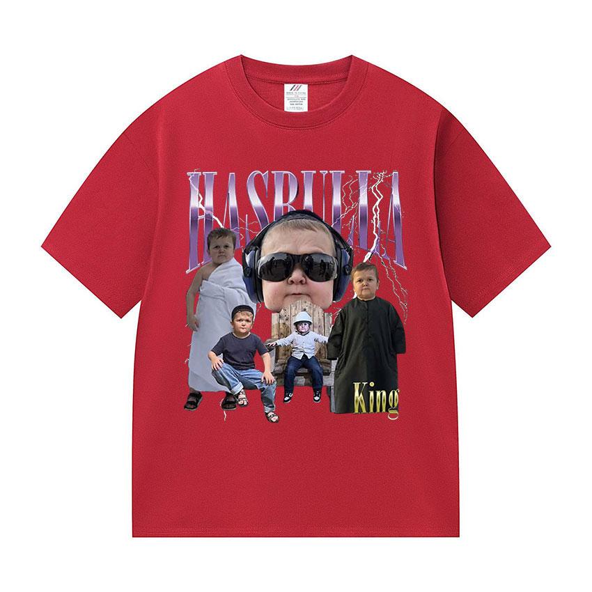 Hasbulla Mini Khabib Blogge Fighting Meme Graphic T Shirts Men's Retro Cotton Short Sleeve T-shirt Streetwear
