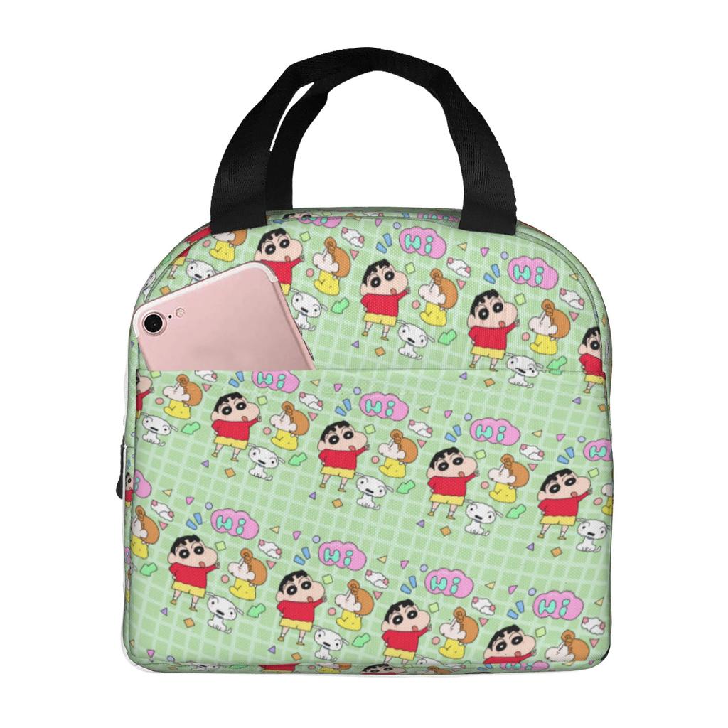 Custom Crayons Shins Chans Insulated Lunch Bags for Camping Travel Cartoon Waterproof Cooler Thermal Bento Box Unisex