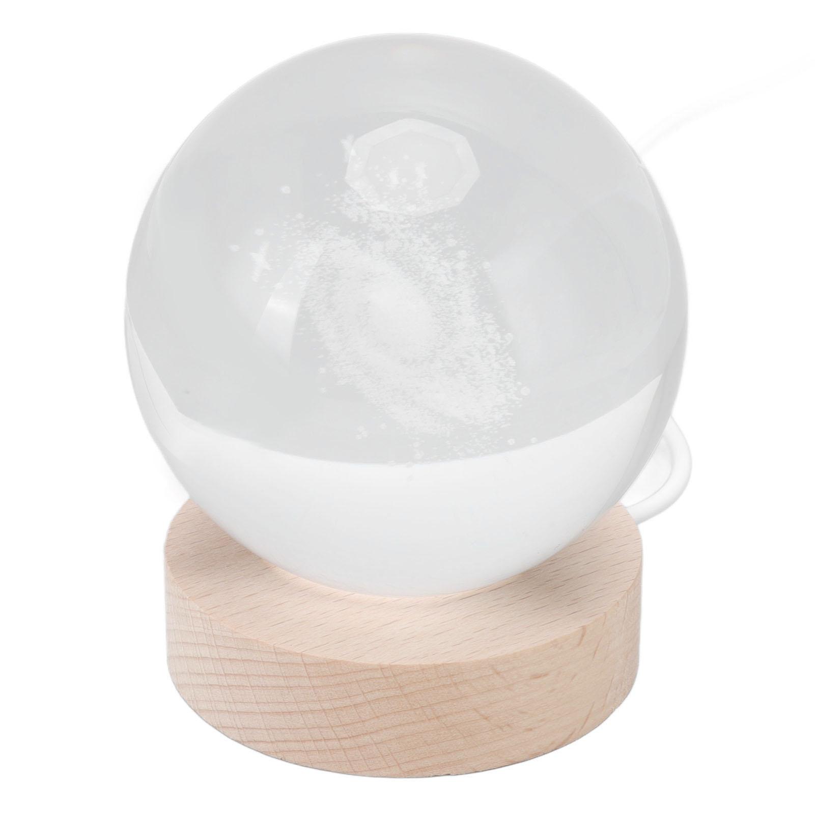 

Crystal Ball Night Light Wired Button Switch Round 3D Decorative Crystal Ball with Base for Home Galactic System Warm