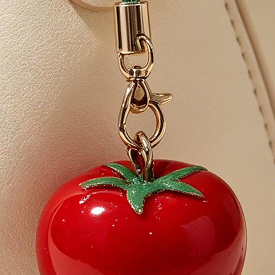Decorative Pendant with Lanyard 1:1 Realistic Red Tomato Shape Keychain Bag Charm Mobile Phone Hanging