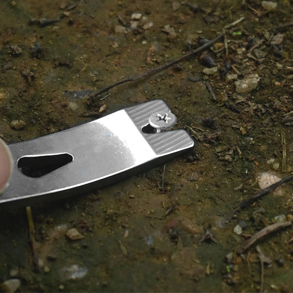 Multi-Function Stainless Steel Curved Pry Bar Scraper Wire Winder Outdoor Camping EDC Pocket Tool