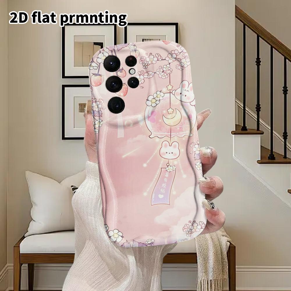 Phone Case: 2D Flat Samsung Galaxy A34 A35 M05 M06 S20 S22 S21 FE Plus 5G Protective Case, Couple Style, Wind Chime Bunny, Christmas and Halloween Gif