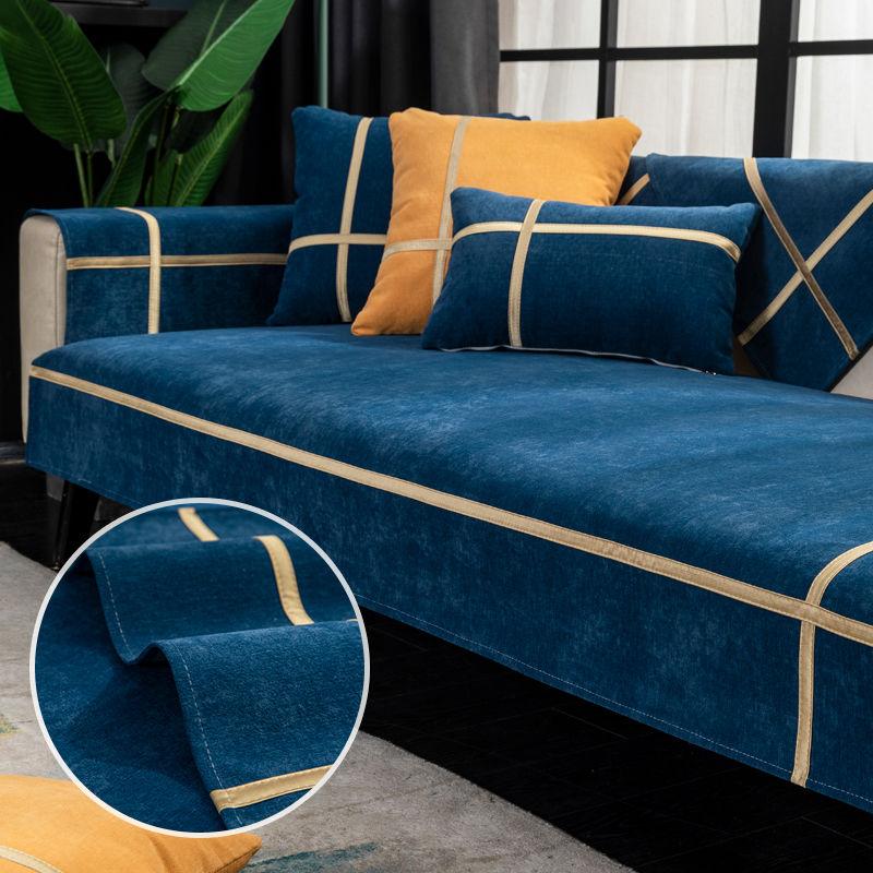 Linen Sofa Cover Thickened Solid Color Living Room Decoration Sofa Cushion Non-Slip Dust-Proof Furniture Protective Cover