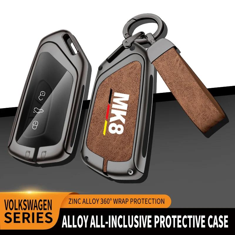 Auto Tpu Zinc Alloy Key Case Bag For Vw Volkswagen Golf 8 Mk8 Car Key Chain Car Metal Key Shell Interior Decoration Accessories