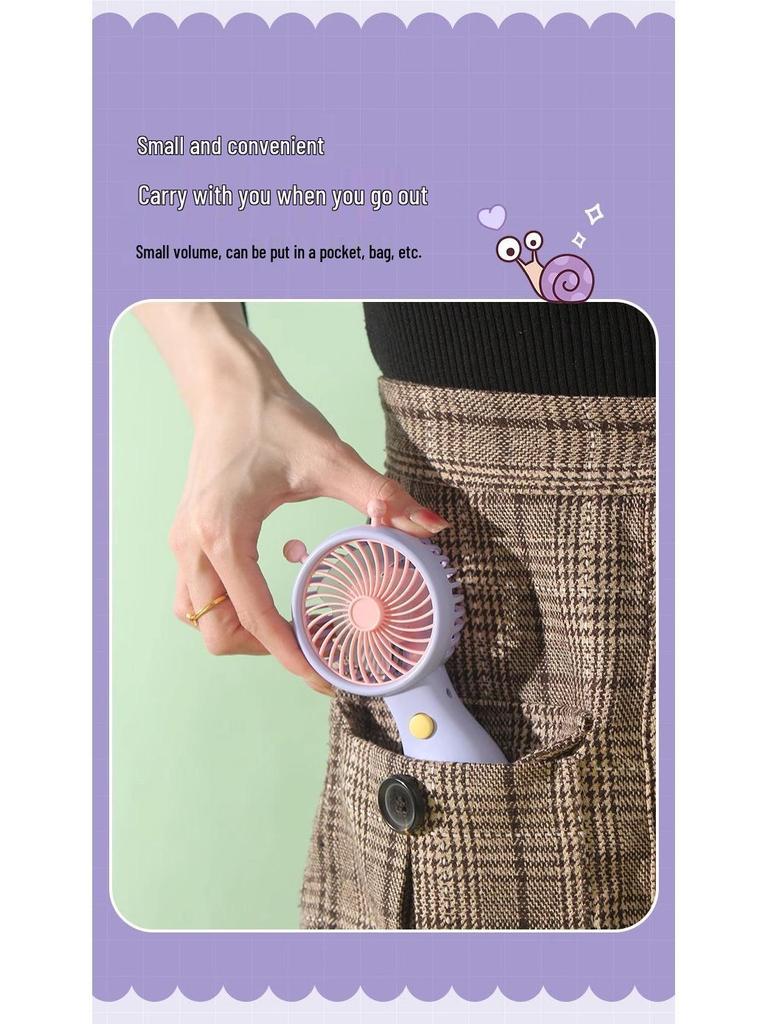 Portable Cartoon USB Rechargeable Mini Fan for Students and Desktops