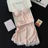 Ice Silk Women's Summer Sexy Suspender Nightdress Love Ironing Silver Butterfly Loose Pajamas Lace Silk Loungewear