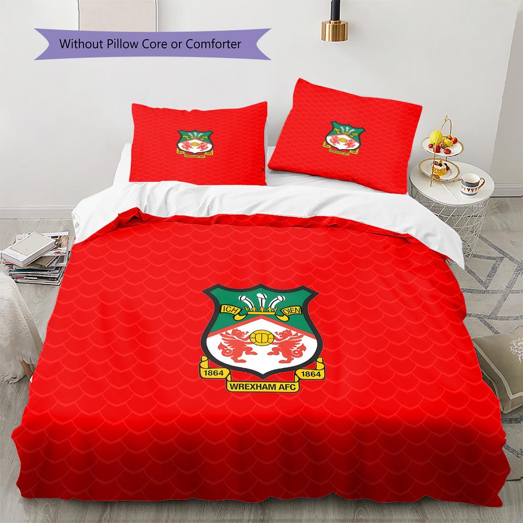 Wrexham AFC Pattern Bedding Quilt Set Home Decoration Gift (1 * duvet cover + 2 * pillowcase without core)