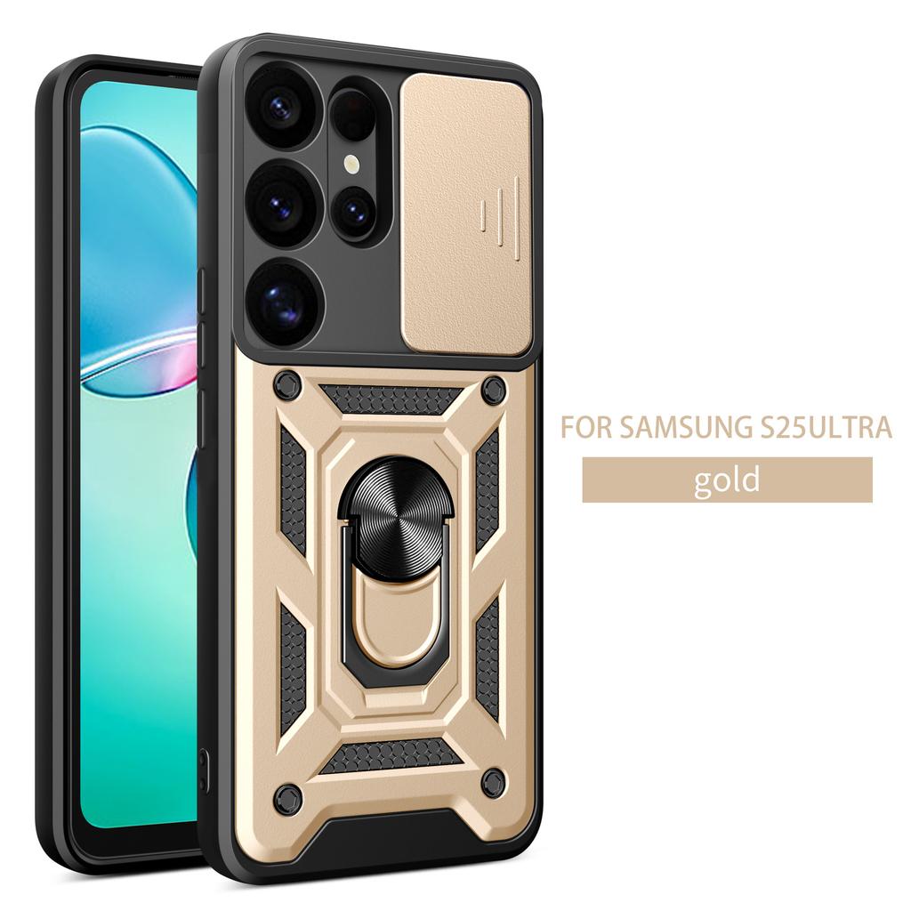 Suitable for Samsung S25 Edge Sergeant Ring Mobile Phone Case M34 Switch Arc Window Car Magnetic Suction Protector