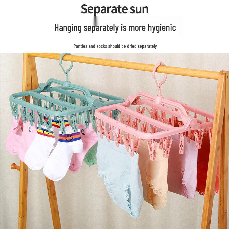 Windproof Foldable 32-Clip Hanger for Drying Clothes, Pants, Socks, and Underwear