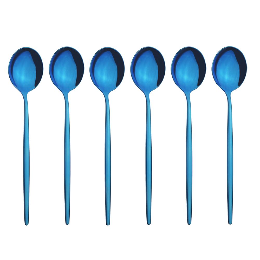 6pcs/set Stainless Steel Spoon Dinnerware Silverware Set Cutlery Set Flatware Outdoor Office Party Home Kitchen Tableware