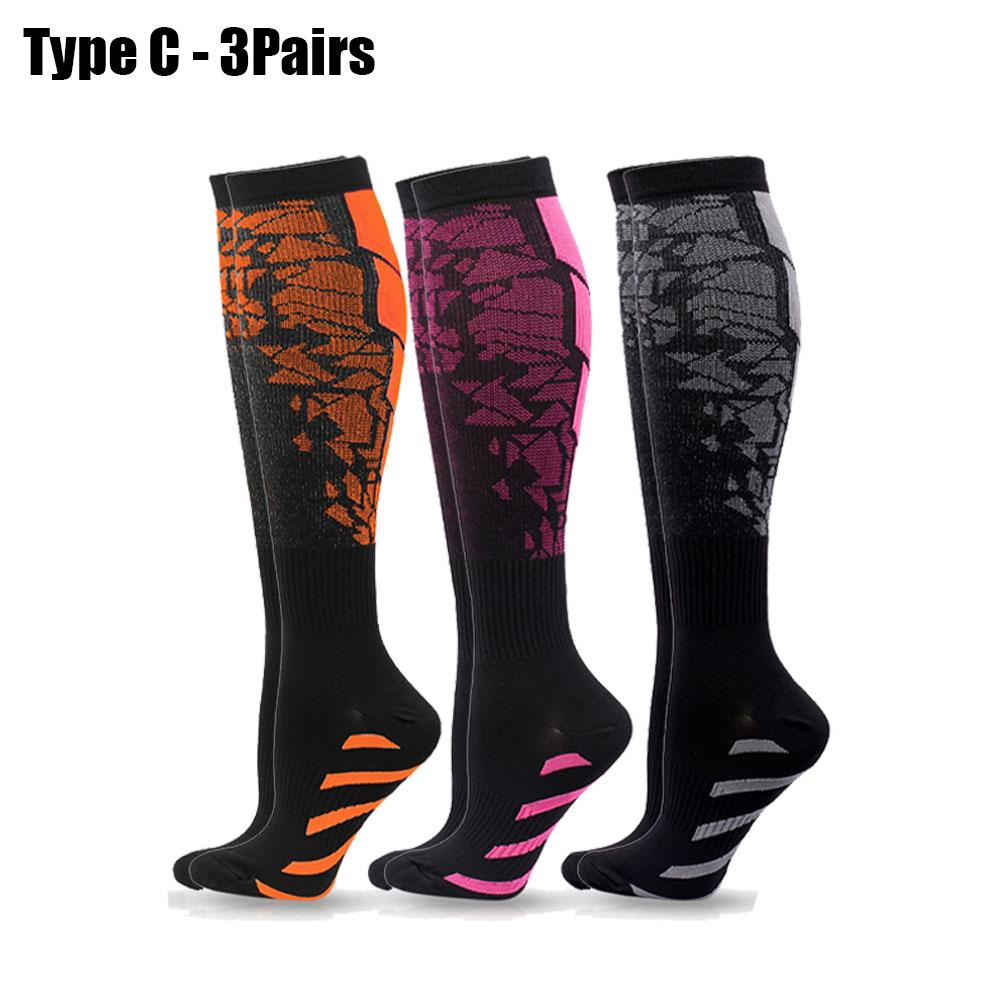 1/3/6 Pairs Sport Compression Stockings For Women Men Nursing Hiking Travel Flight Running Fitness Socks