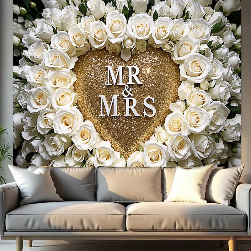 Domnul și Doamna Rose Fundal Inimă Iubire, Fundal pentru Fotografie, Decor de Perete sau Consumabile pentru Petrecere Foto, Poster Cabina Foto Petrecere Aniversară Zi de Naștere