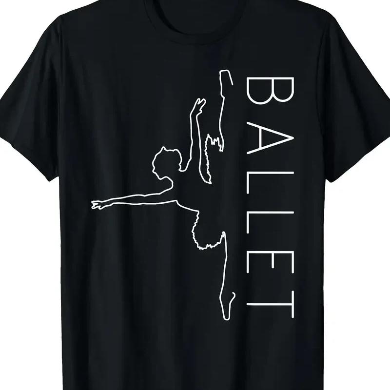 Damen Elegantes Grafisches T-Shirt im Ballett-Thema Lässiges Kurzarm-Rundhals-T-Shirt mit tanzender Figur Design Ballettänzerin T-Shirt
