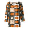 Women's Casual Fashion V-neck Loose Versatile Halloween Print Three-quarter Sleeve Top