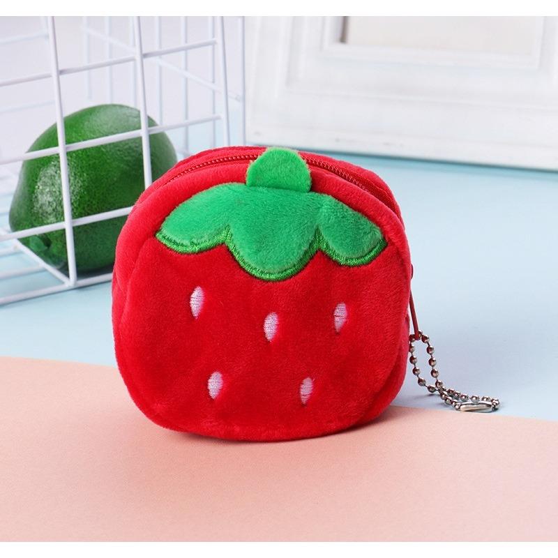 Niedliche Plüsch-Frucht-Wassermelonen-Geldbörse, Münzfach, roter Umschlag, Headset-Datenkabel-Aufbewahrungstasche