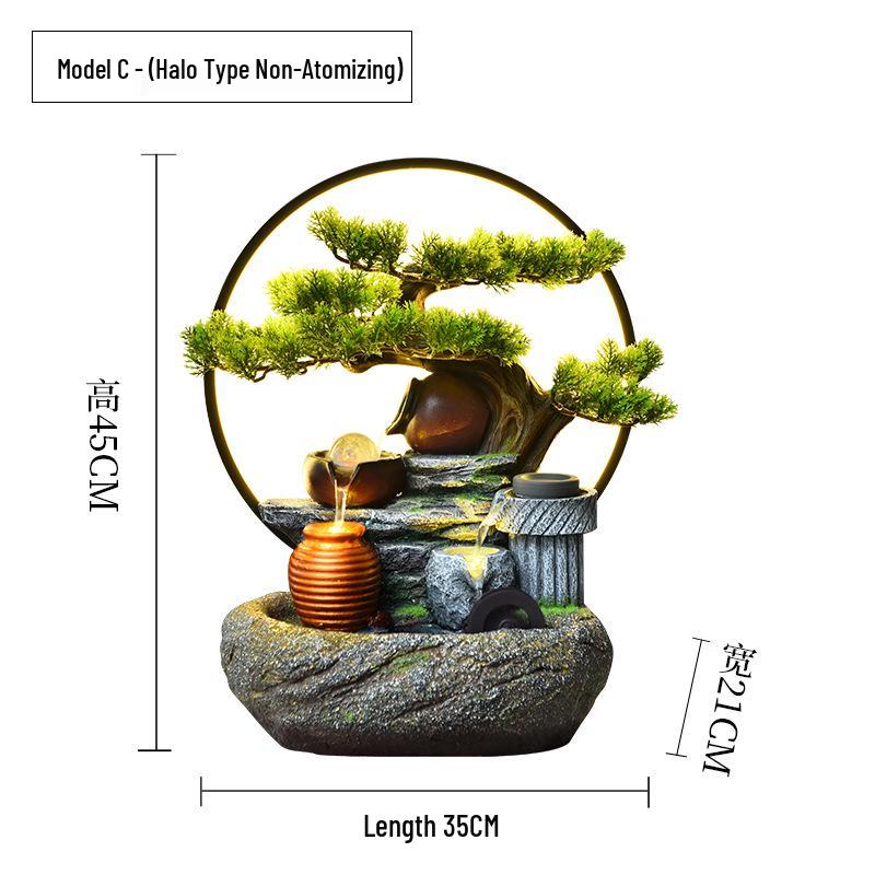 Rockery Water Fountain Feng Shui Wheel for Living Room, TV Cabinet, Office Tabletop