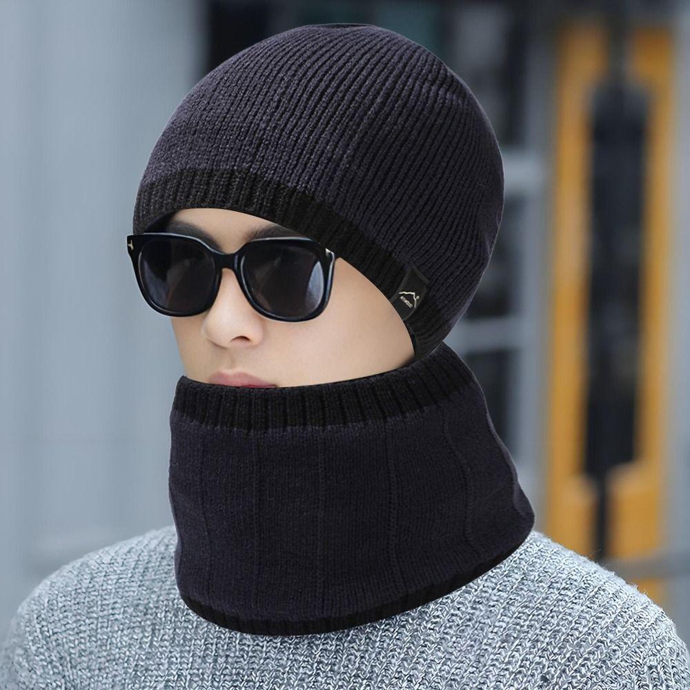 Neck Protection Skullcap Warm Men's Knitted Hat Fashion Beanies  Winter