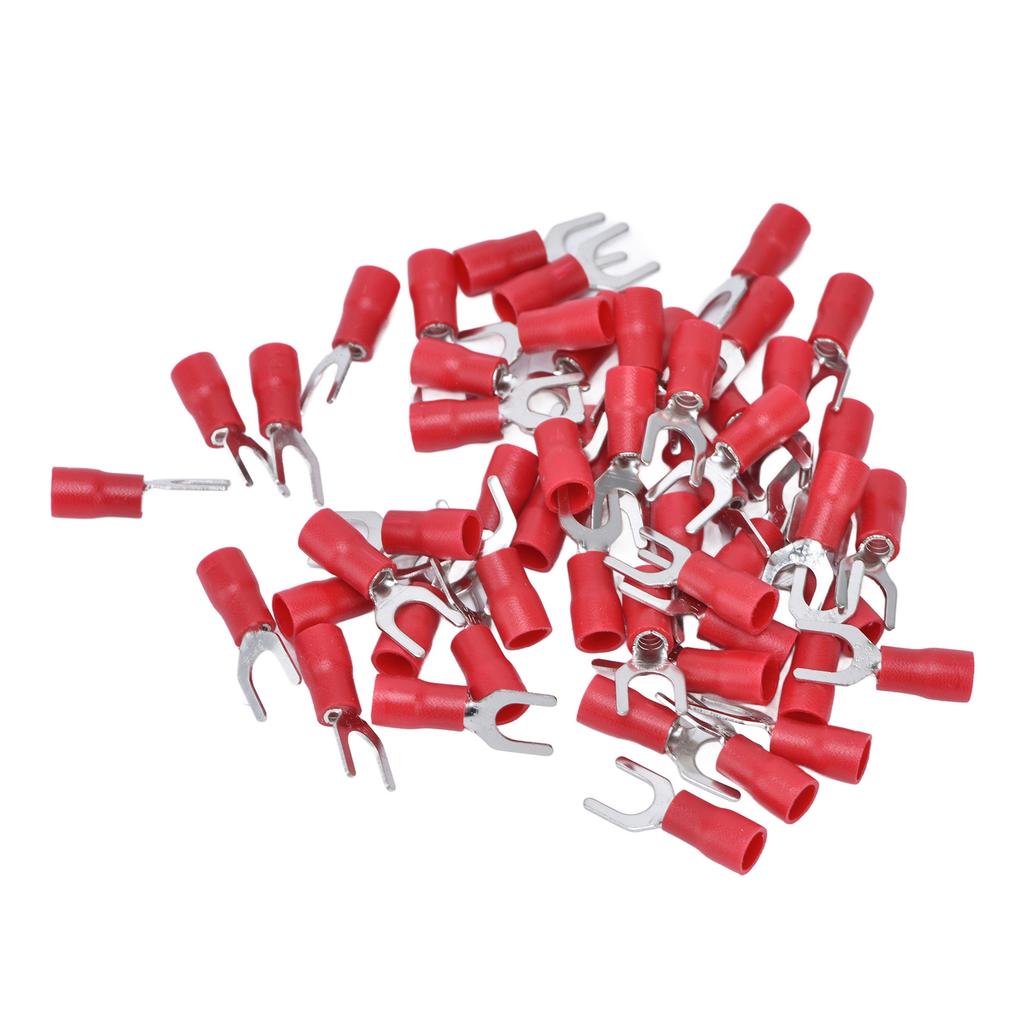 50 buc Terminal furculiță izolat 14?Set Kit Conector Crimp Sârmă 12AWG pentru EchipamentSV3.5?6 Roșu