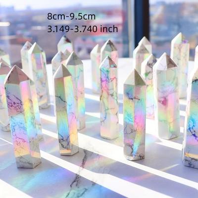 Iridescent White Turquoise Crystal Pillar - Polished Raw Stone Ornament
