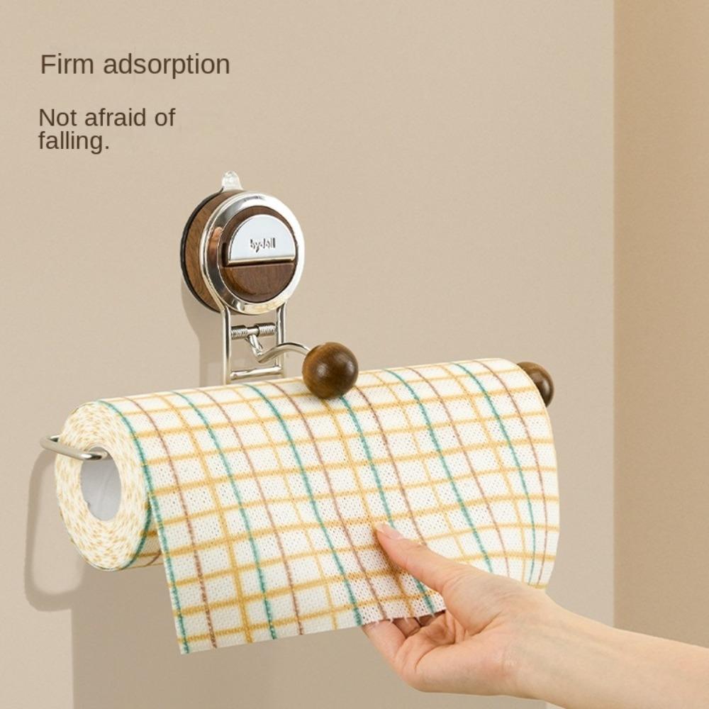 Portarrollos de Papel con Ventosa Reutilizable Colgador de Papel de Cocina Metálico Montado en Pared Portarrollos de Servilletas Extraíble Sin Taladro Decoración del Hogar
