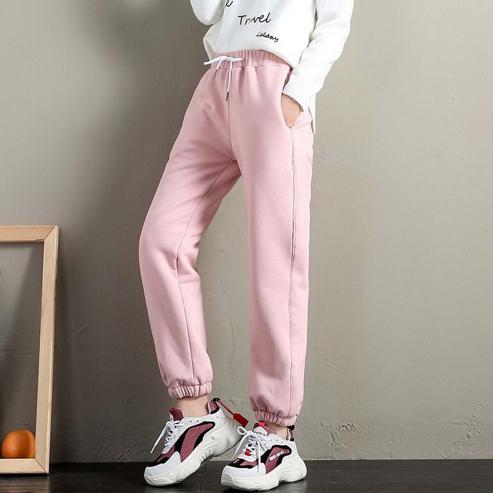 

Женские флисовые толстые теплые брюки Lady Loose Plus Velvet Sport Sweatpants Женские тренировочные брюки Осень Зима S розовый