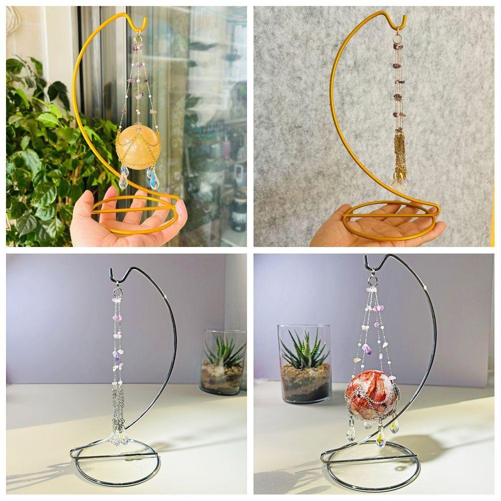

with Display Stand Amethyst Crystal Holder Cage Stainless Steel Home Decoration Crafts Gold 2
