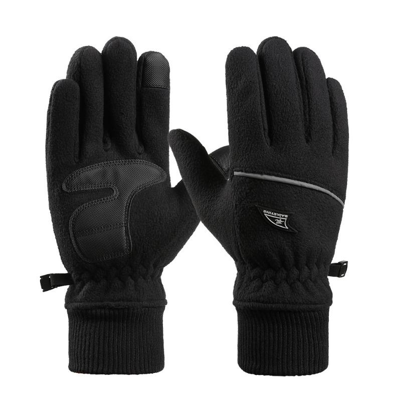 Warm Gloves Men's Thickened Windproof Waterproof Fleece Outdoor Driving Cycling Sports Autumn and Winter Fleece Gloves