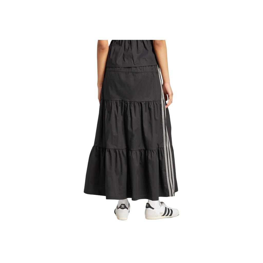 Adidas Originals Logo Ruched Long Midi Skirt Women Skirts Black KC0767