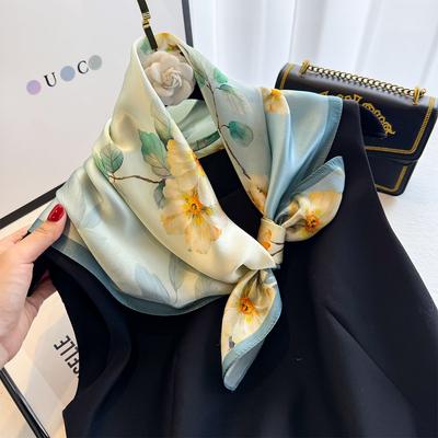 100% Natürlicher Seidenschal Damen Hals Pashmina Kopftuch Foulard Damen Bandana Schals Hijab Schal Wickel Quadratisches Kopftuch 65cm