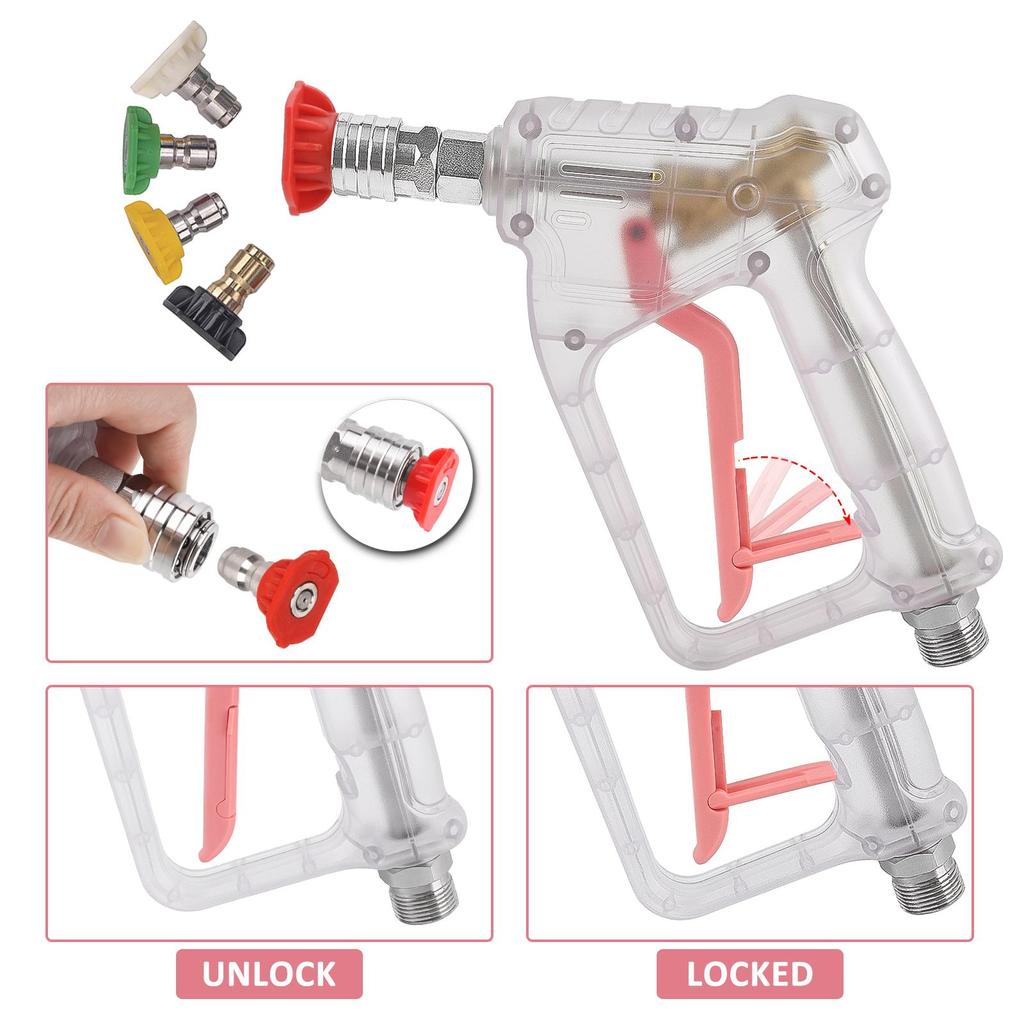 BEAR FORCE Hochdruckreiniger-Pistolen-Set - Elektrische Hochdruckreiniger-Pistole Max. 150 bar (2200 PSI) mit 1/4" Schnellanschluss & 5 Sprühdüsenspitzen Set