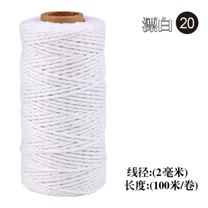 100 m/Rolle Baumwoll-Bäckerschnur, Kordel, Seil, einfarbig, Baumwollschnur, Bastelschnur, Heimtextilien, Geschenkverpackung, Weihnachts- und Hochzeitsdeko