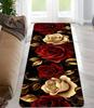 Rose Flower Pattern Long Runner Rug Red White Vintage Style Mat Non Slip Durable for Hallway Living Room Kitchen Home Decor