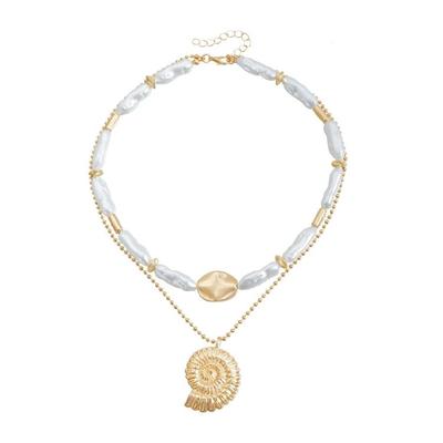 Trendy Baroque Conch Shell Pearls Adjustable Length Necklace Lightweight Comfortable Jewelry For Everyday Style