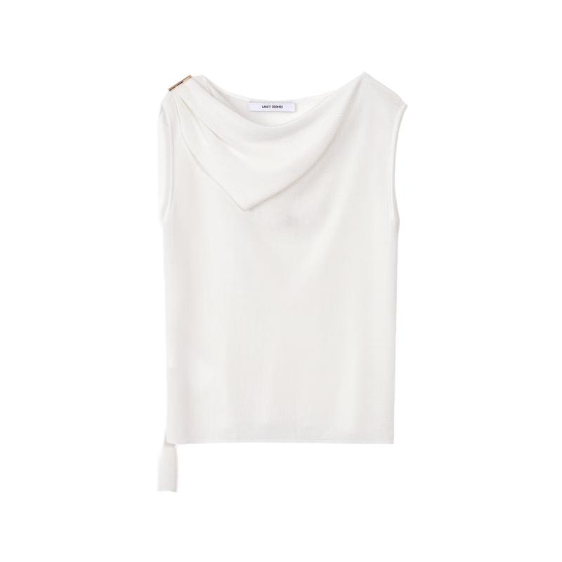 

Women s Sleeveless Cowl Neck Knit Top with Ribbon Detail XL