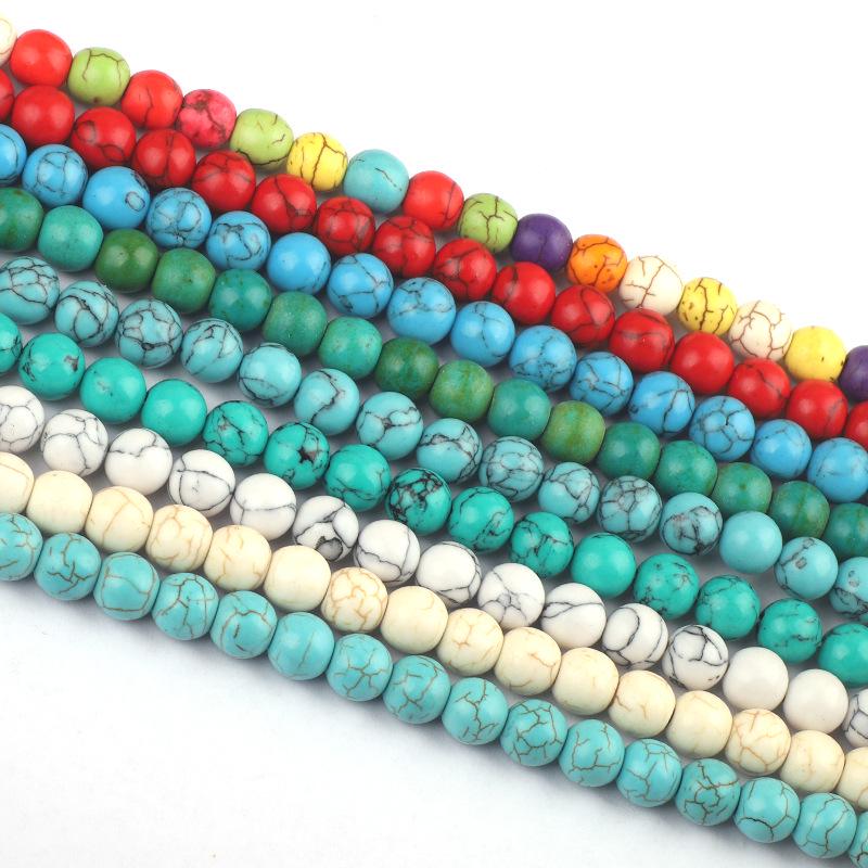 Turkusowe Koraliki w Odcieniu Zielonkawym do Tworzenia Bransoletek DIY – Sznur Okrągłych Koralików