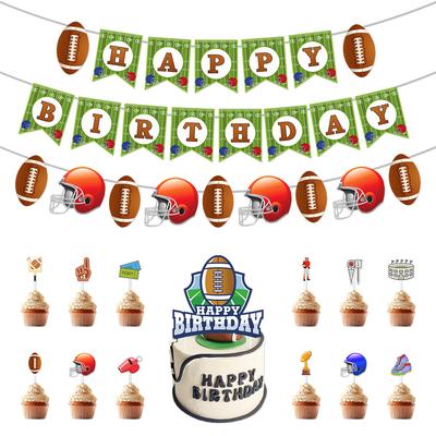 American Football Theme Party Decoration Birthday Flag Football Baseball Latte Cake Plug-In Customization