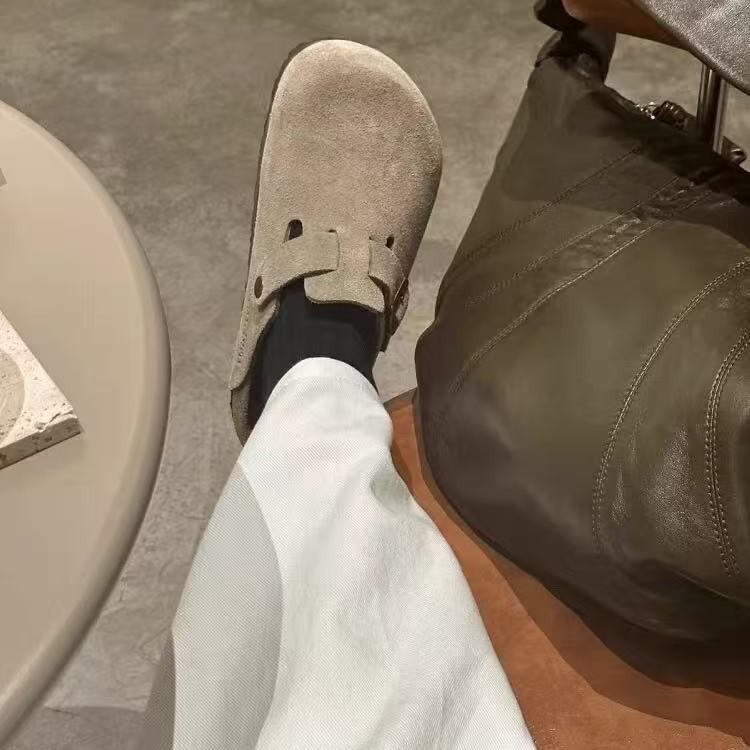 Unisex BK Pravá kůže Birkenstock Uzavřené Retro Mules s Korkovou Podrážkou – Pohodlné a Všestranné.