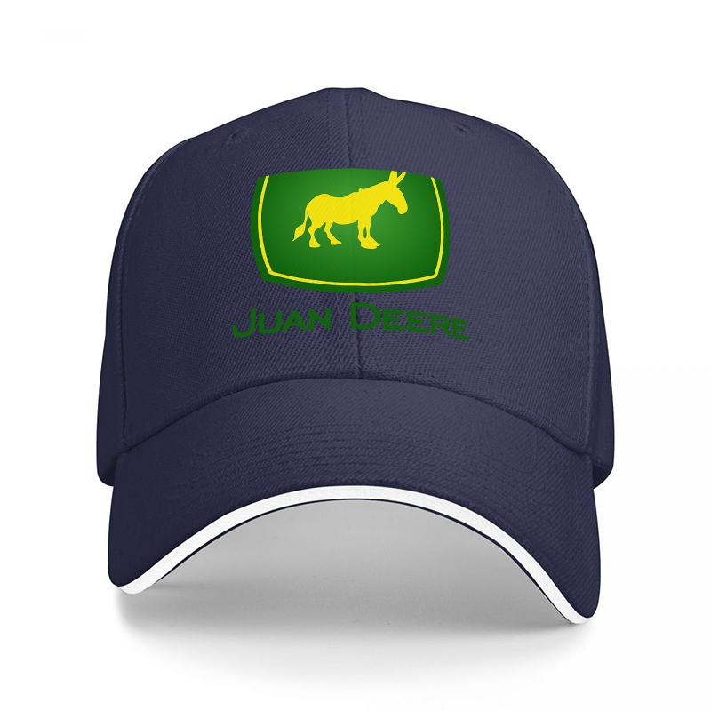 Juan Deere Logo Baseball Cap Black with Green and Yellow Horse Design Classic Adjustable Hat for Outdoor Enthusiasts