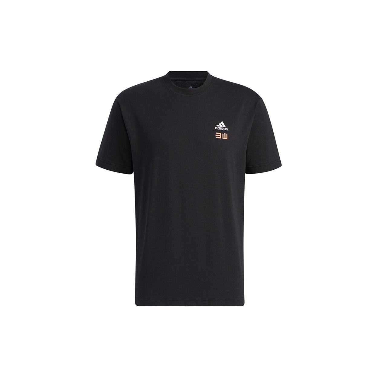 adidas Iseem Gfx Tee Outdoor Sports Printing Round Neck Short Sleeve Couple Style Black Unisex GN7336 XL