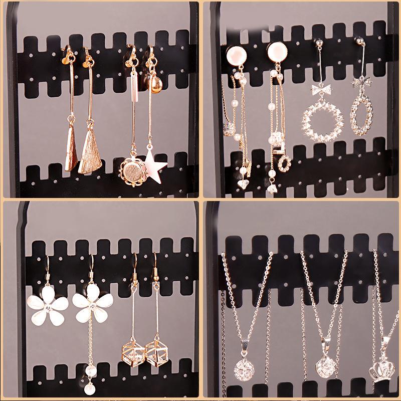 Folding Earrings Studs Display Rack Necklace Jewelry Shelf Stand Holder Panels Screen Organizer Storage Box