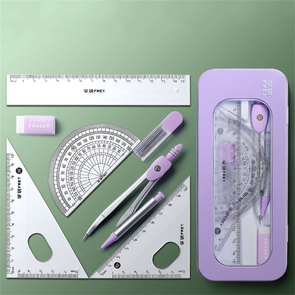 For Students Drawing Compass Straight Ruler Math Drawing Tool Compasses Set Geometry Protractor